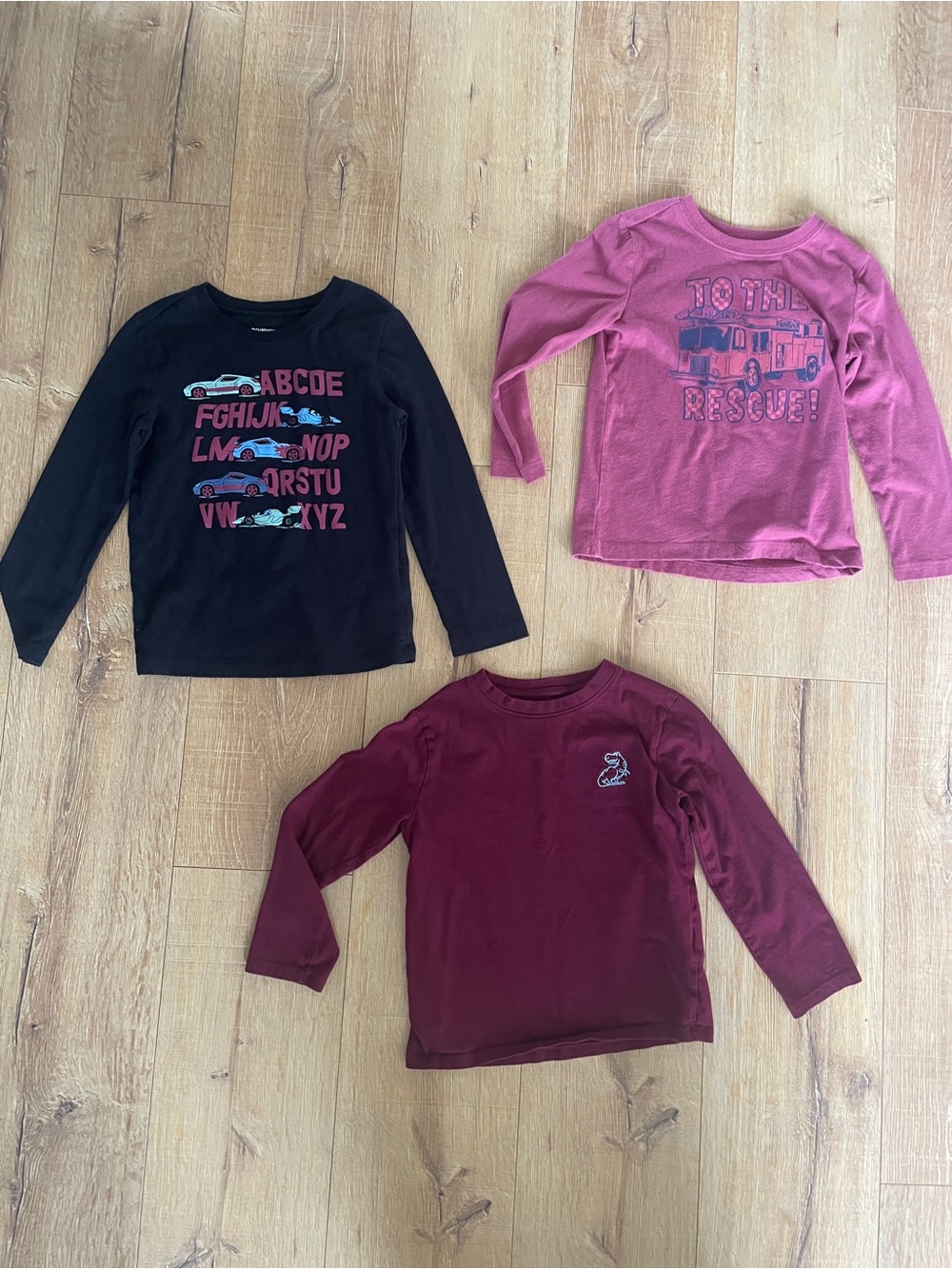 Carter's Kids 3-Pack Long Sleeve Tees in Black, Pink, Burgundy
